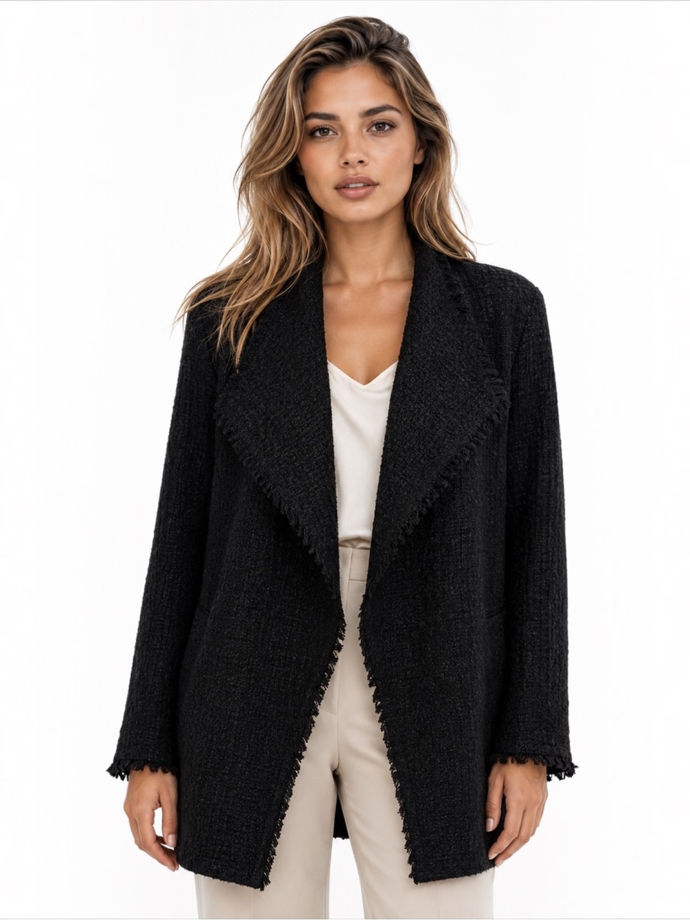 Massimo Dutti Black Textured Knit Jacket Women’s Size 8 NWOT